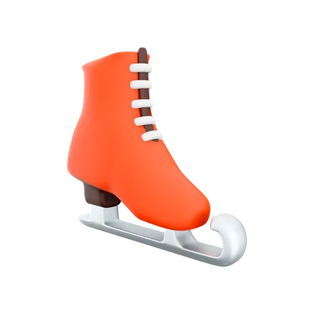 3 D Rendering Red Ice Skates Icon 3 D Render Narrow Steel Skids Attached To Ice Skating Shoes Icon 3D Icon