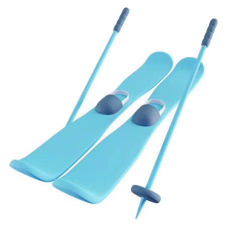 3 D Illustration Of Blue Ice Ski 3D Icon