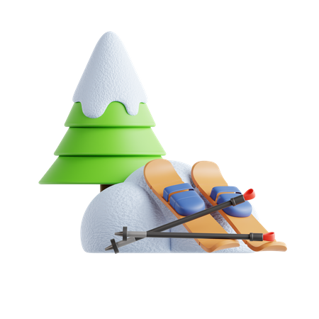Ice Ski  3D Icon