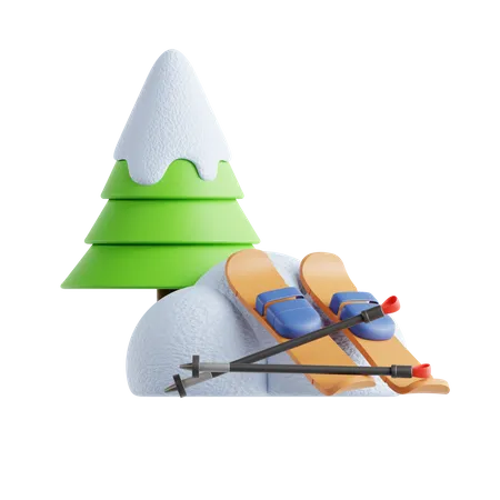 Ice Ski  3D Icon