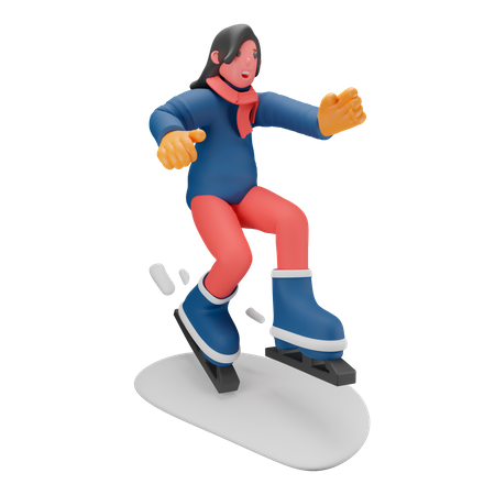Ice Skiing Girl  3D Icon
