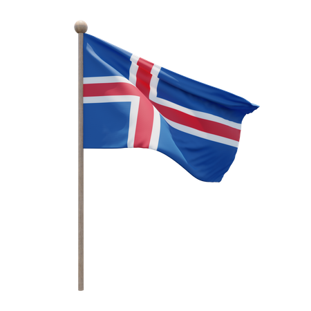 Iceland Flag Pole  3D Icon