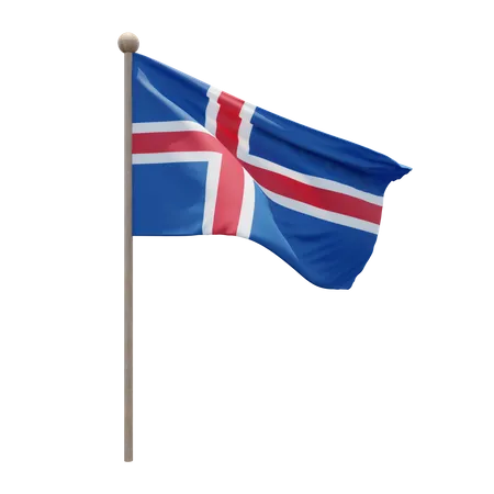 Iceland Flag Pole  3D Flag