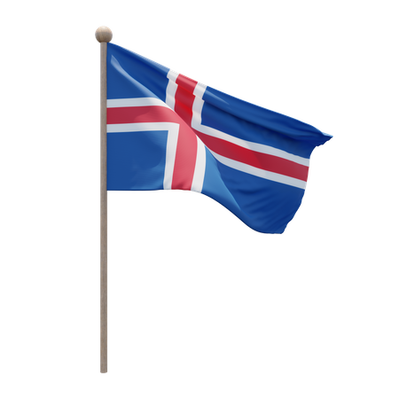 Iceland Flagpole  3D Illustration