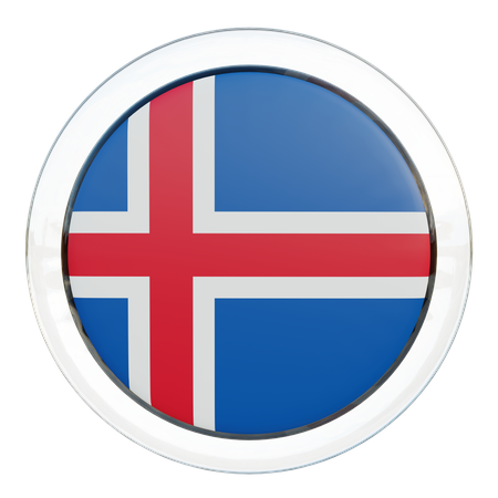 Iceland Round Flag  3D Icon