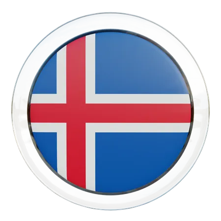 Iceland Round Flag  3D Icon