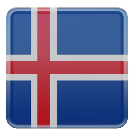 Iceland Square Flag  3D Icon