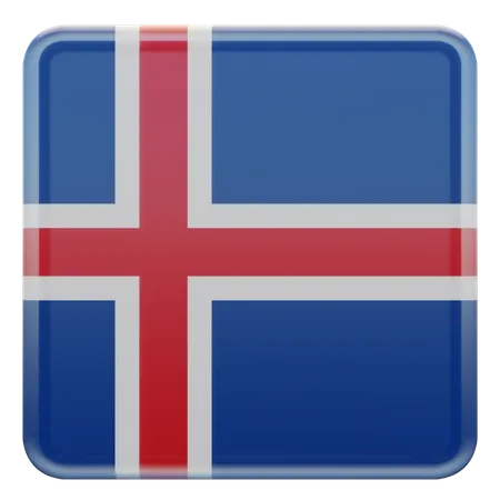 Iceland Square Flag  3D Icon