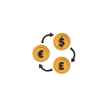 Ícone de câmbio (dólar, euro, libra)  3D Icon