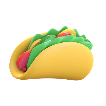 Ícone de comida mexicana de taco  3D Illustration