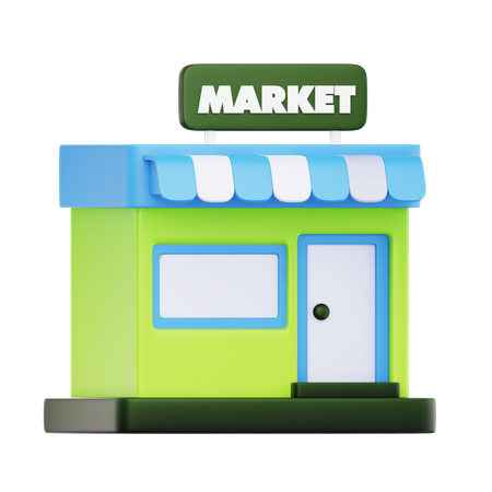 Icône de magasin de marché vert  3D Icon