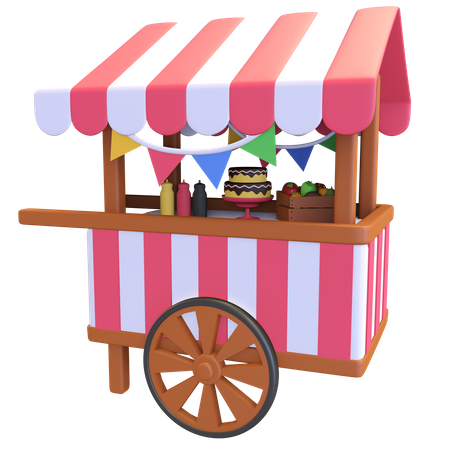 Ícone de carrinho de comida do festival  3D Illustration