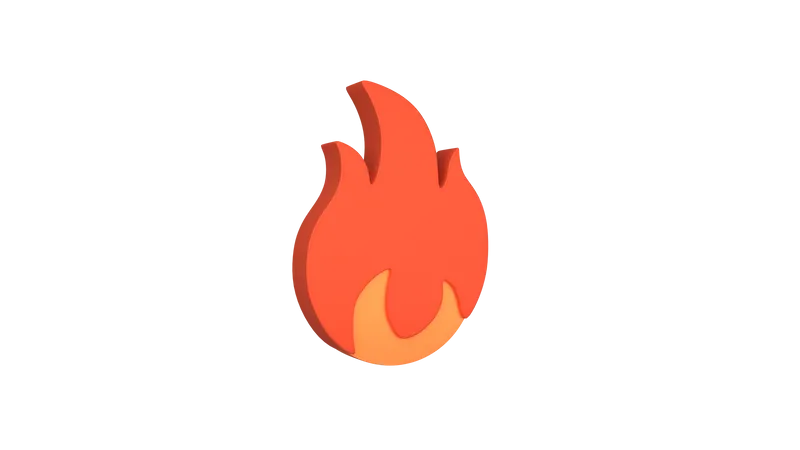 Icône de feu et de flamme  3D Illustration