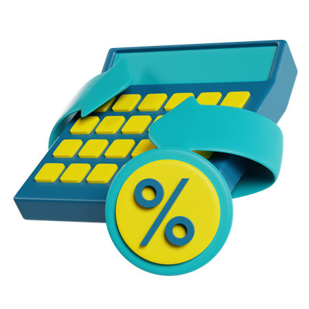 Icono de calculadora y porcentaje  3D Icon