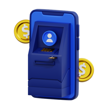 Icono de cajero automático digital para banca moderna y transacciones sin efectivo  3D Icon