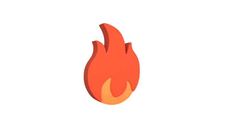 Icono de fuego y llamas  3D Illustration