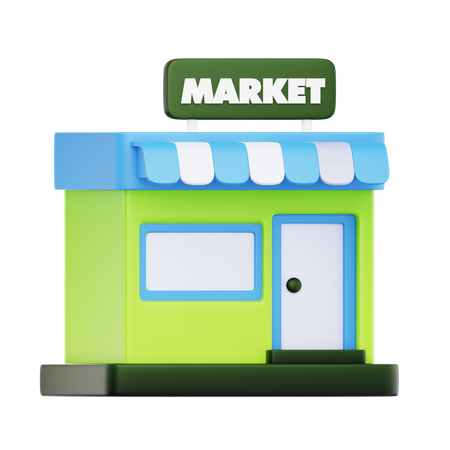 Icono de tienda de mercado verde  3D Icon