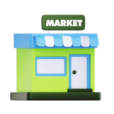 Icono de tienda de mercado verde  3D Icon