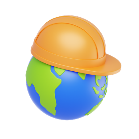 Icono de tierra en casco de seguridad  3D Icon