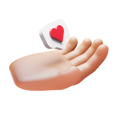 Mano con icono de amor  3D Icon