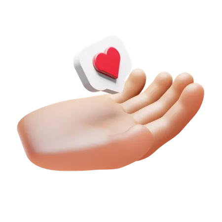 Mano con icono de amor  3D Icon