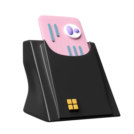 3 D Smart Card Reader External USB Card Reader Id Card Avatar Icon Isolated 3D Icon