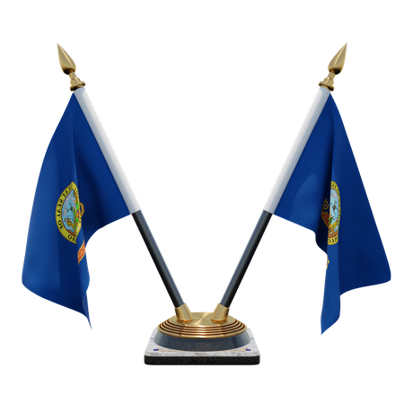 Idaho Double Desk Flag Stand  3D Illustration