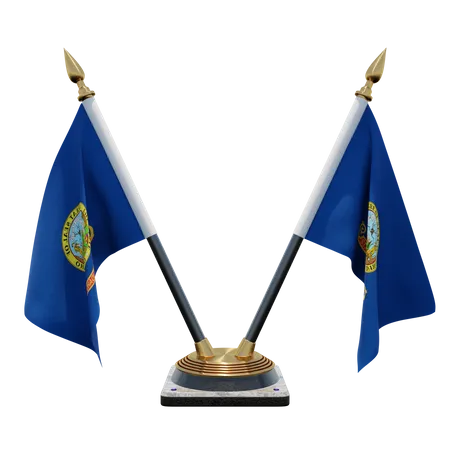 Idaho Double Desk Flag Stand  3D Illustration