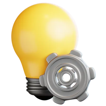 Idea Lightbulb With Gears  3D Icon