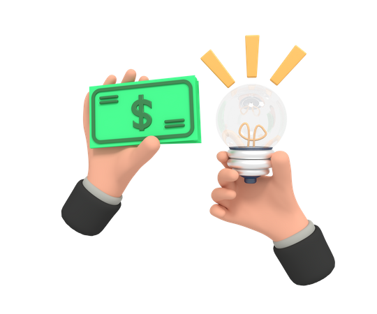 Idea solution with money  3D Icon