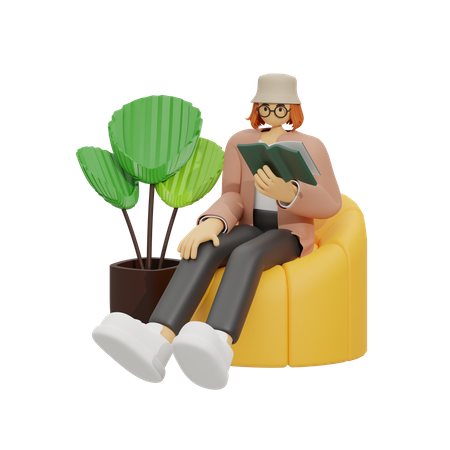 Ideal Reading Corner 3D Illustration