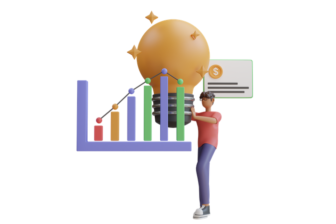 Idée d'analyse commerciale  3D Illustration