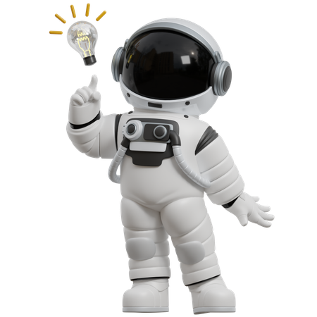 Ideia de astronauta com lâmpada  3D Icon