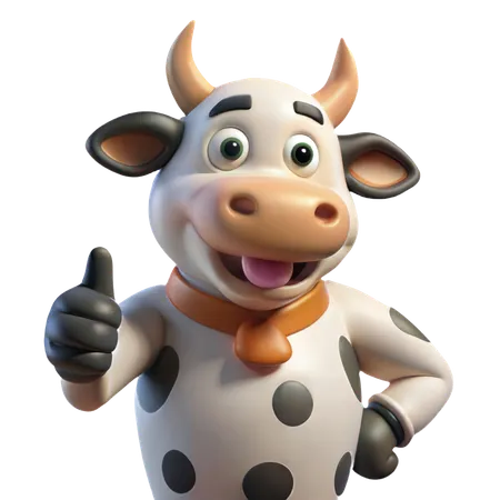 Vache idiote, pouce levé  3D Icon