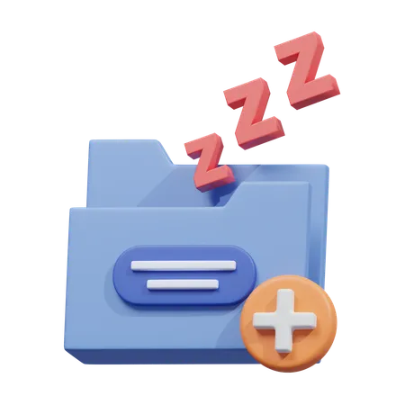 This Playful 3 D Illustration Features A Document Folder With ZZZ Symbols Floating Above Symbolizing An Idle Or Inactive Status In A User Interface 3D Icon