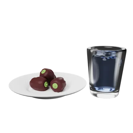 3 D Illustration Of Iftar Foods And Drink 3D Icon