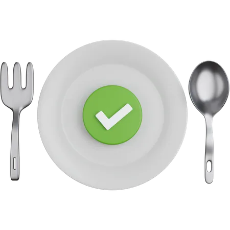 3 D Rendering Plate With Cutlery And Check Symbol Isolated 3D Icon