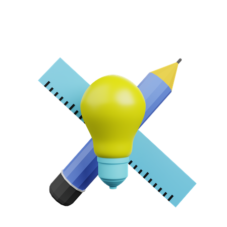 Ight Bulb With Design Tool  3D Illustration