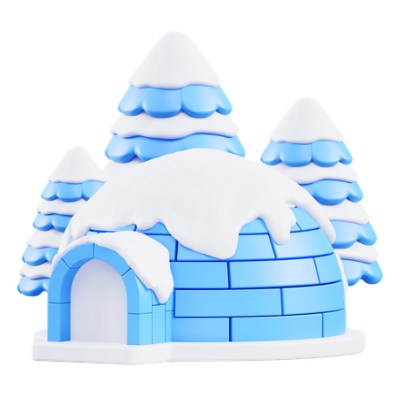 Igloo And Tree  3D Icon