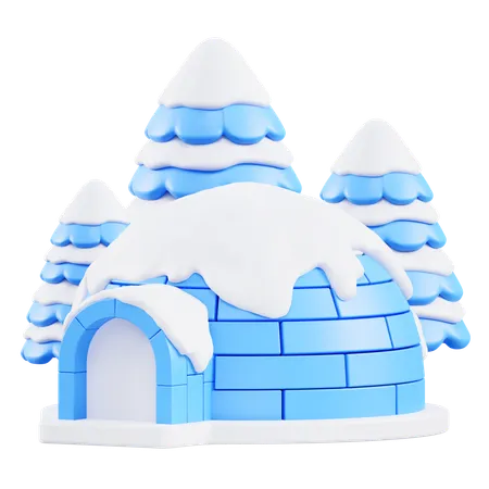 Igloo And Tree  3D Icon