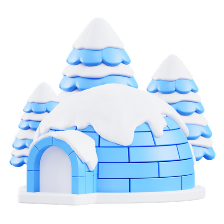 Iglu e árvore  3D Icon