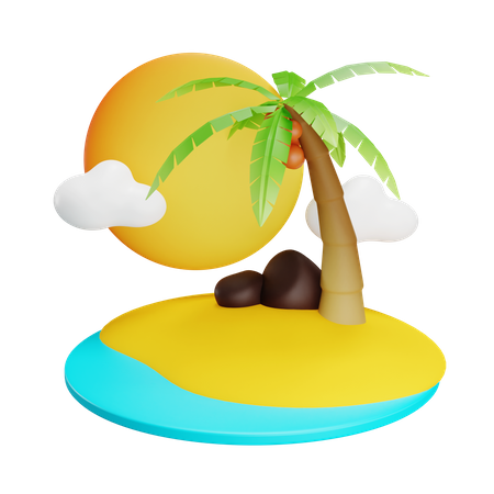 Île de noix de coco  3D Icon