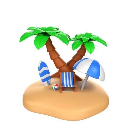 Île de plage  3D Icon