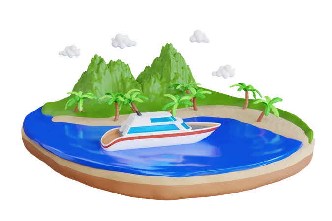 Île tropicale  3D Icon