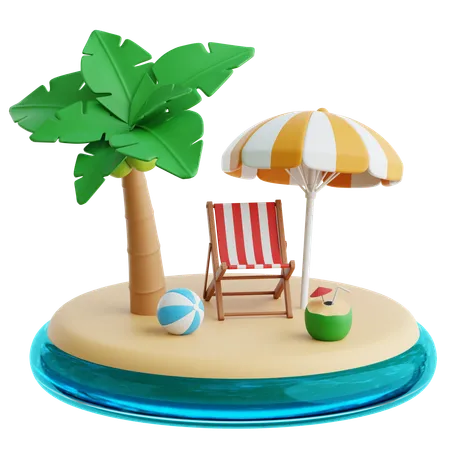 Île tropicale  3D Icon