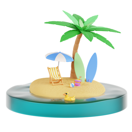 Île tropicale  3D Icon