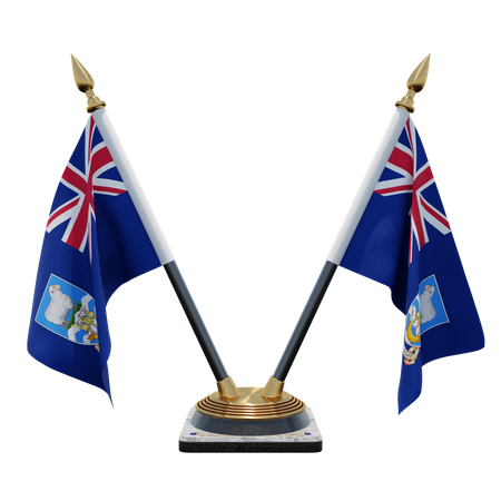 Support de drapeau de bureau double des îles Falkland  3D Flag