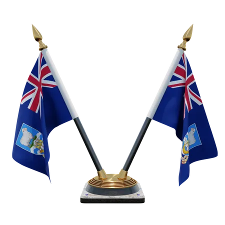 Support de drapeau de bureau double des îles Falkland  3D Flag