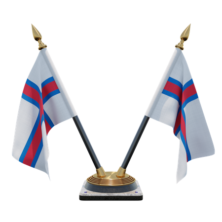 Porte-drapeau de bureau double (V) des Îles Féroé  3D Icon