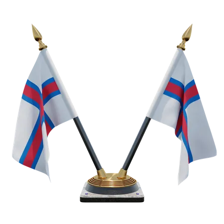 Support de drapeau de bureau double des Îles Féroé  3D Flag